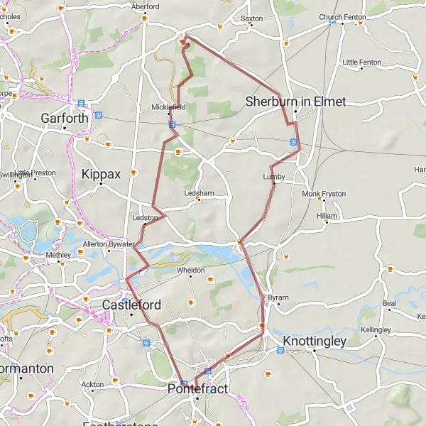 Map miniature of "Castleford-Langthwaite Circuit" cycling inspiration in West Yorkshire, United Kingdom. Generated by Tarmacs.app cycling route planner