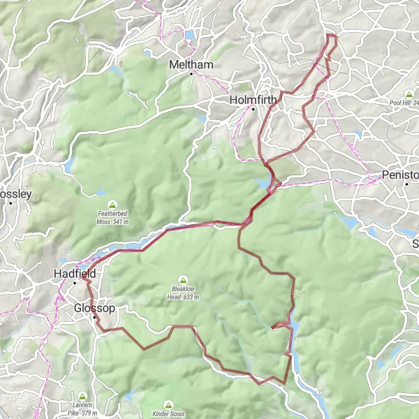 Map miniature of "Off-road Adventure: West Yorkshire Explorer" cycling inspiration in West Yorkshire, United Kingdom. Generated by Tarmacs.app cycling route planner