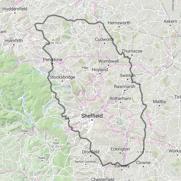 Map miniature of "The Ultimate Road Cycling Challenge" cycling inspiration in West Yorkshire, United Kingdom. Generated by Tarmacs.app cycling route planner