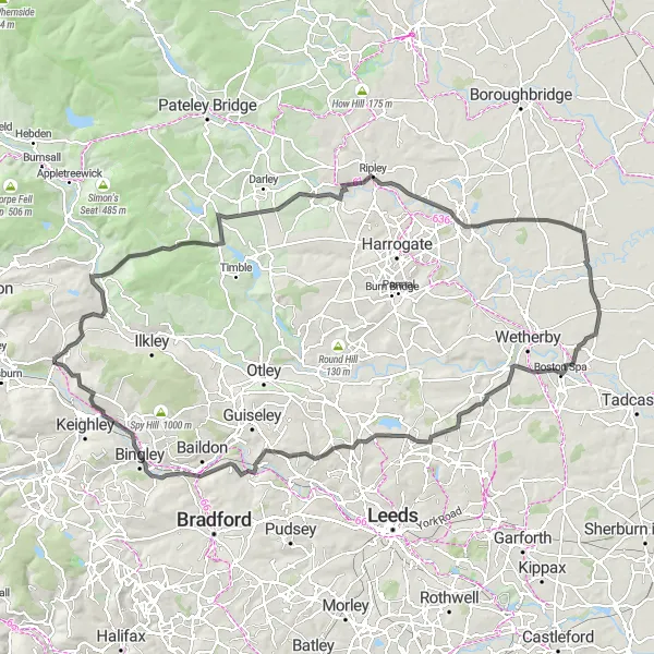 Map miniature of "Silchester Circuit" cycling inspiration in West Yorkshire, United Kingdom. Generated by Tarmacs.app cycling route planner